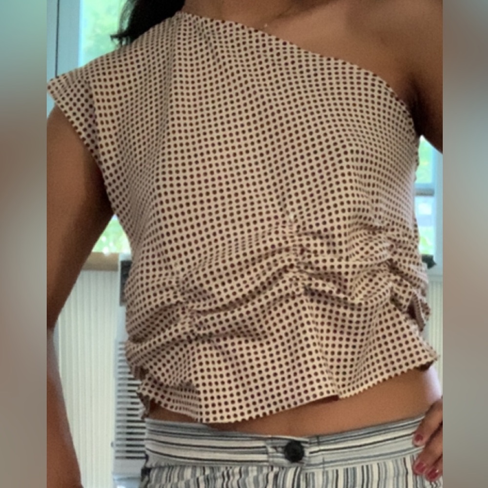 Elegant Tan Checkered Women's Blouse